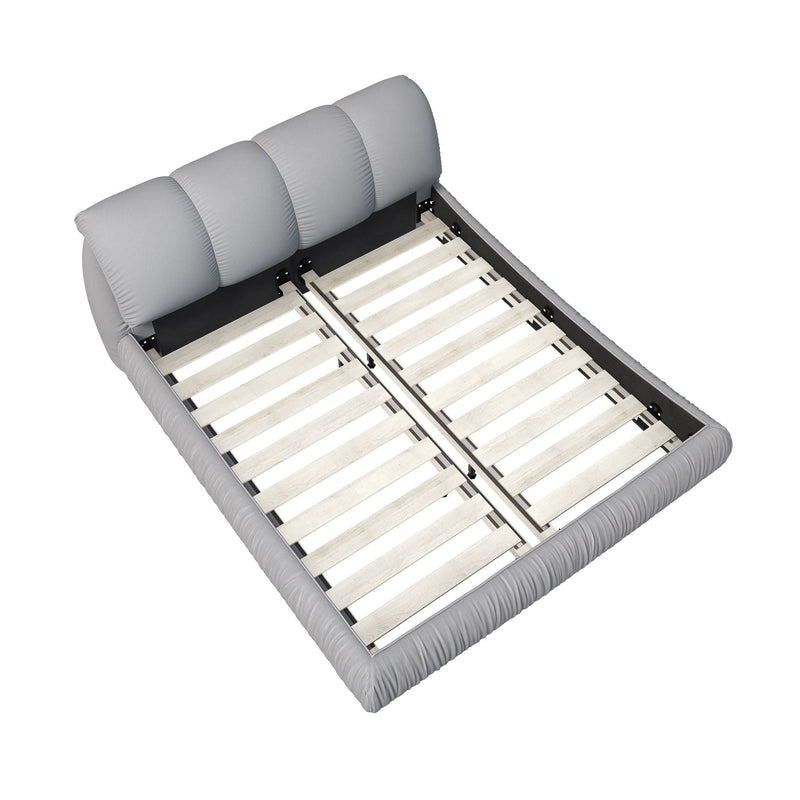 Luxury Upholstered Platform Bed With Oversized Padded Backrest And Solid Wood Frame by HouseOfZazla