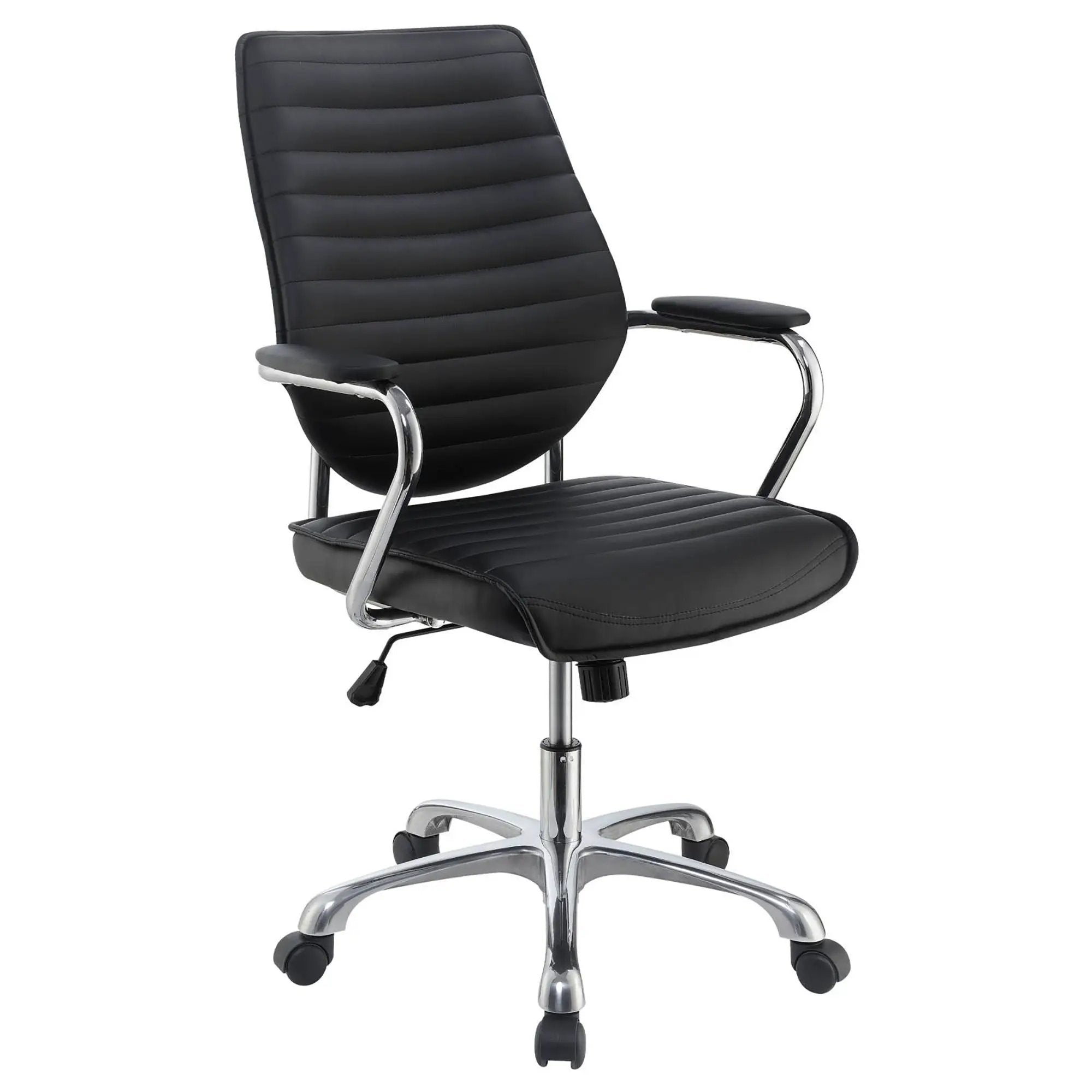 Height Adjustable Swivel Office Chair With Padded Seat And Armrests - Black by HouseOfZazla