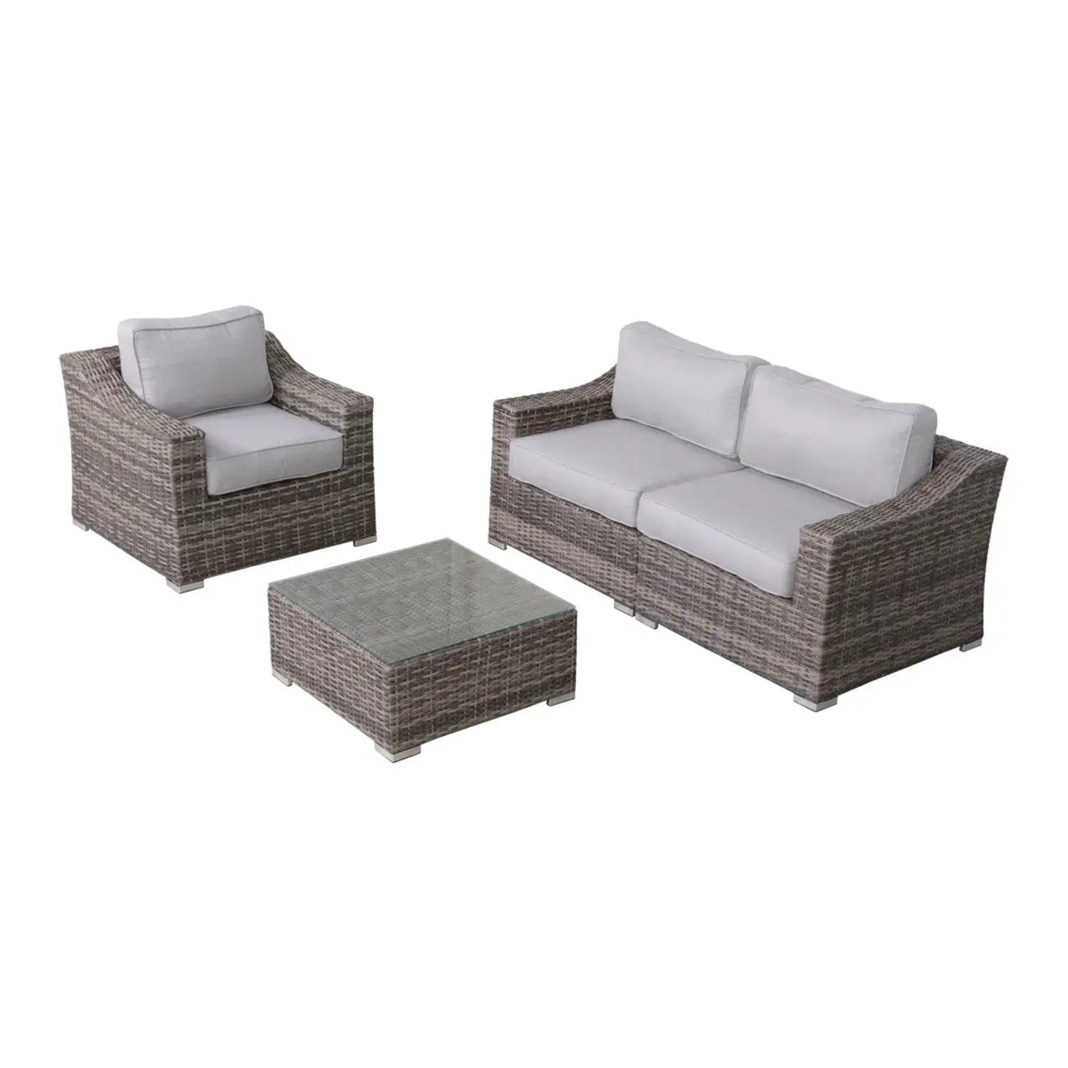 Outdoor Wicker Conversation Set With Cushions, All Weather by Unique Piece Furniture