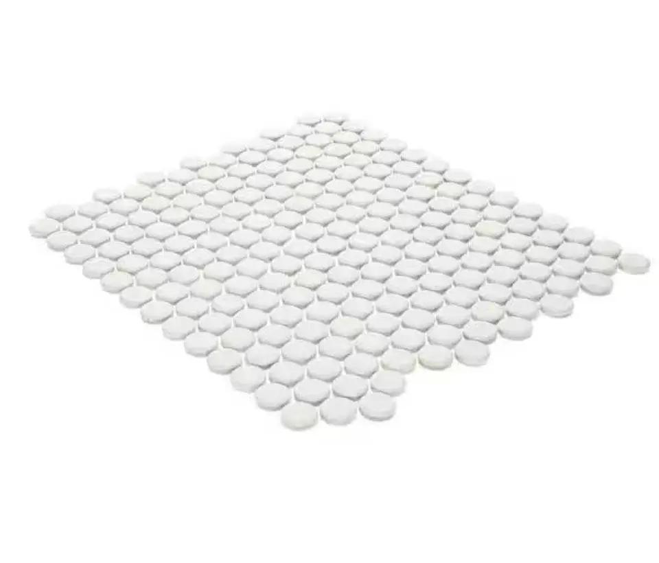 Open Box Daltile Restore Satin White 10 in. x 11 in. Glazed Ceramic Penny Round Mosaic Wall Tile (8.3 sq. ft./Case) by Selzalot