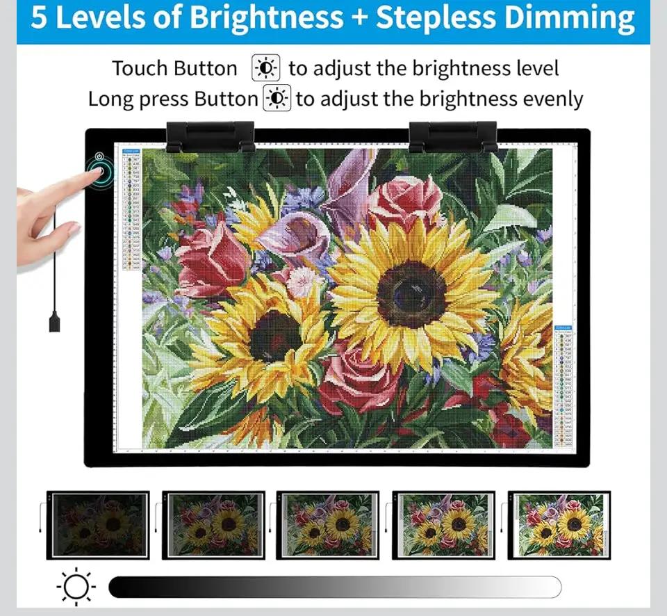 Open Box TOHETO Rechargeable A1 Light Pad 35.4"x23.6", Large LED Light Board for Diamond Painting, 3-Color Modes Light Box, 5 Levels/Stepless Dimming Light Table, Lightbox for Tracing and Drawing, Sketching by Selzalot
