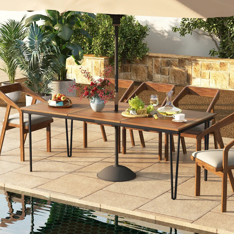 79 Inch 8-Person Outdoor Dining Table with 1.9 Inch Umbrella Hole by DirectDeals