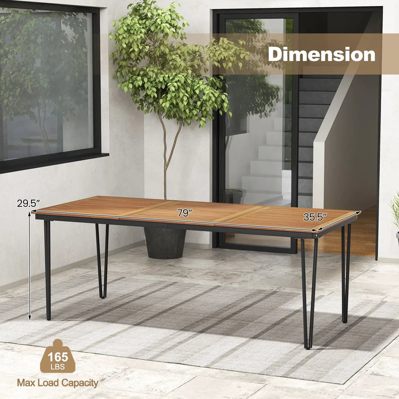 79 Inch 8-Person Outdoor Dining Table with 1.9 Inch Umbrella Hole by DirectDeals