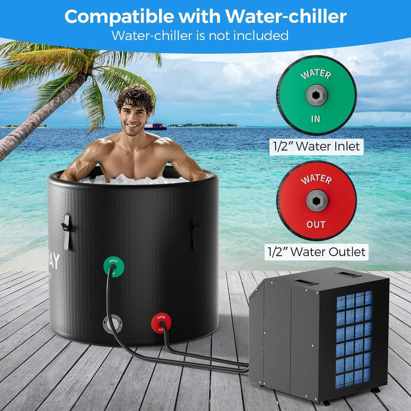 79 Gal Water Chiller Compatible Cold Plunge Tub with Cover-Black by DirectDeals