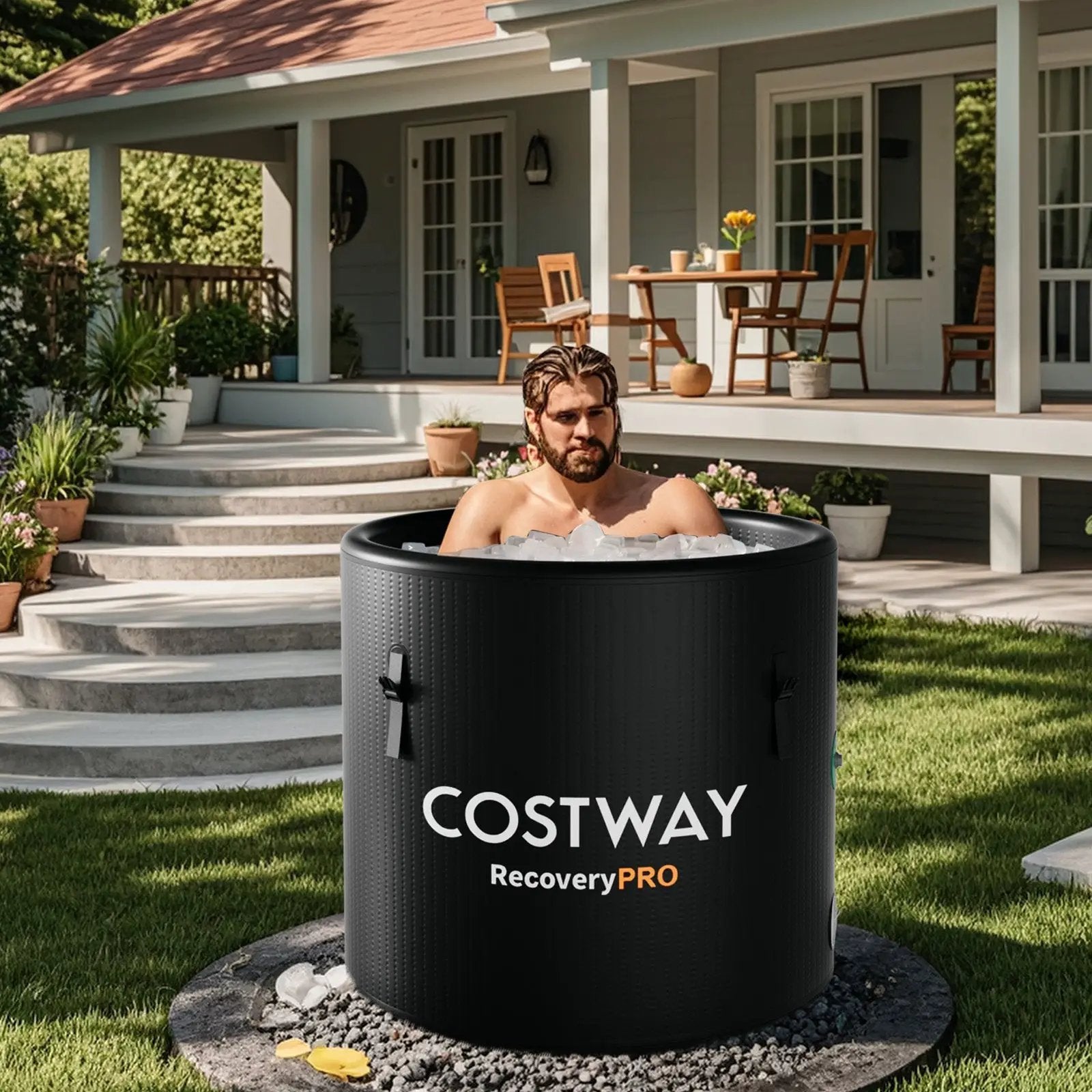 79 Gal Water Chiller Compatible Cold Plunge Tub with Cover-Black by DirectDeals