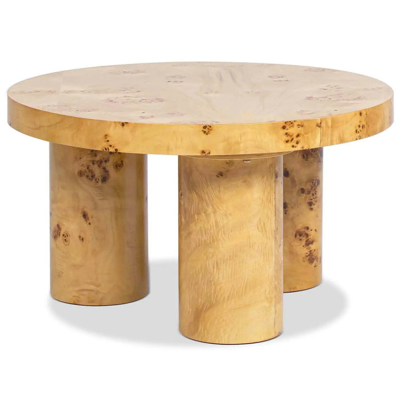 Nebula - Round Pillar Leg Coffee Table - Warm Natural Brown Burl by Unique Piece Furniture