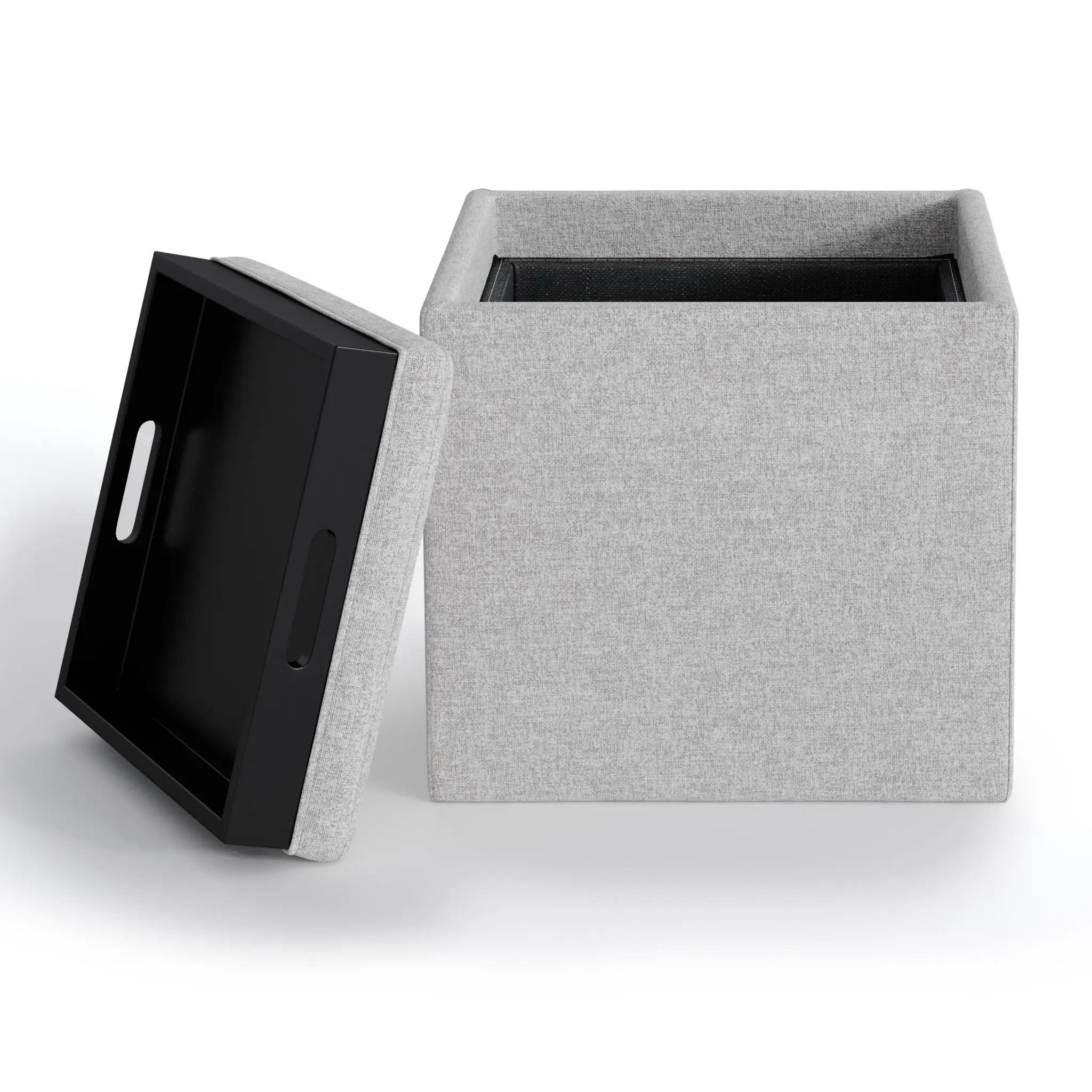 Rockwood - Upholstered Cube Storage Ottoman With Tray by HouseOfZazla