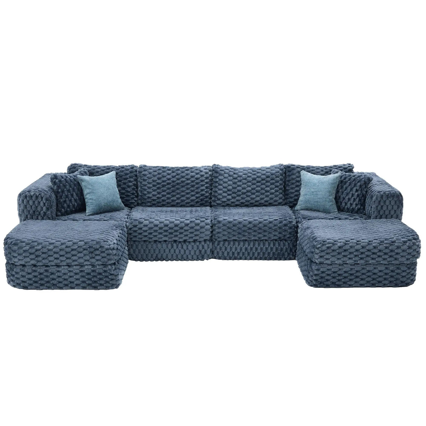 Modular Sectional Sofa, Boneless Couch With 2 Movable Ottomans by HouseOfZazla