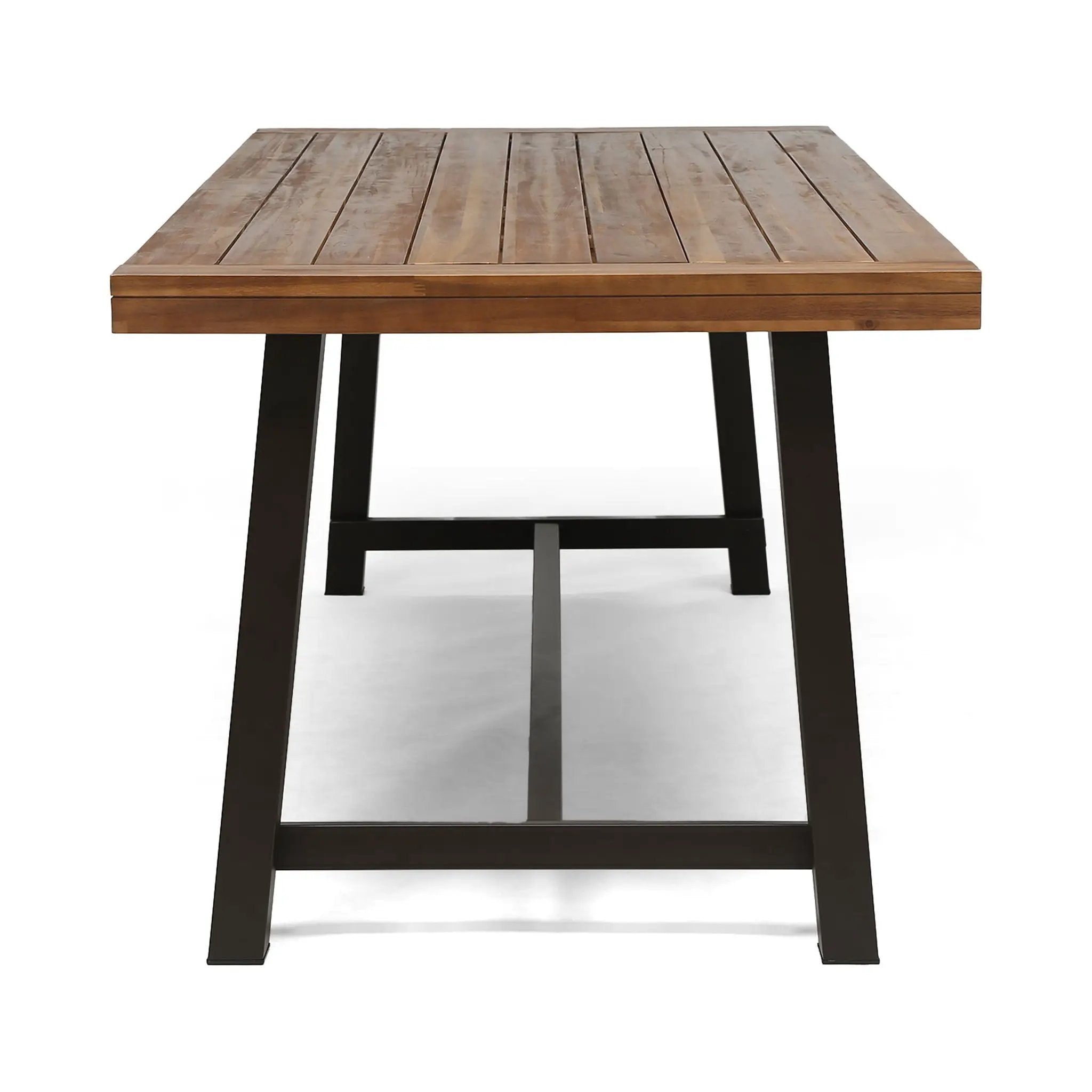 Equilibrium Outdoor Dining Table with Wooden Frame and Slat Top by HouseOfZazla