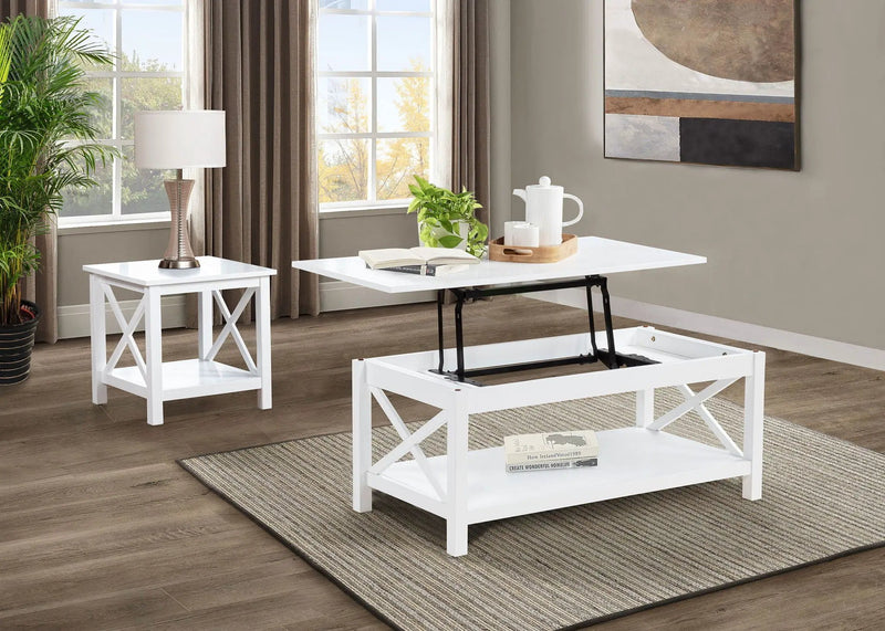 Skyview 2-piece Rectangular Lift Top Coffee Table Set White by Unique Piece Furniture