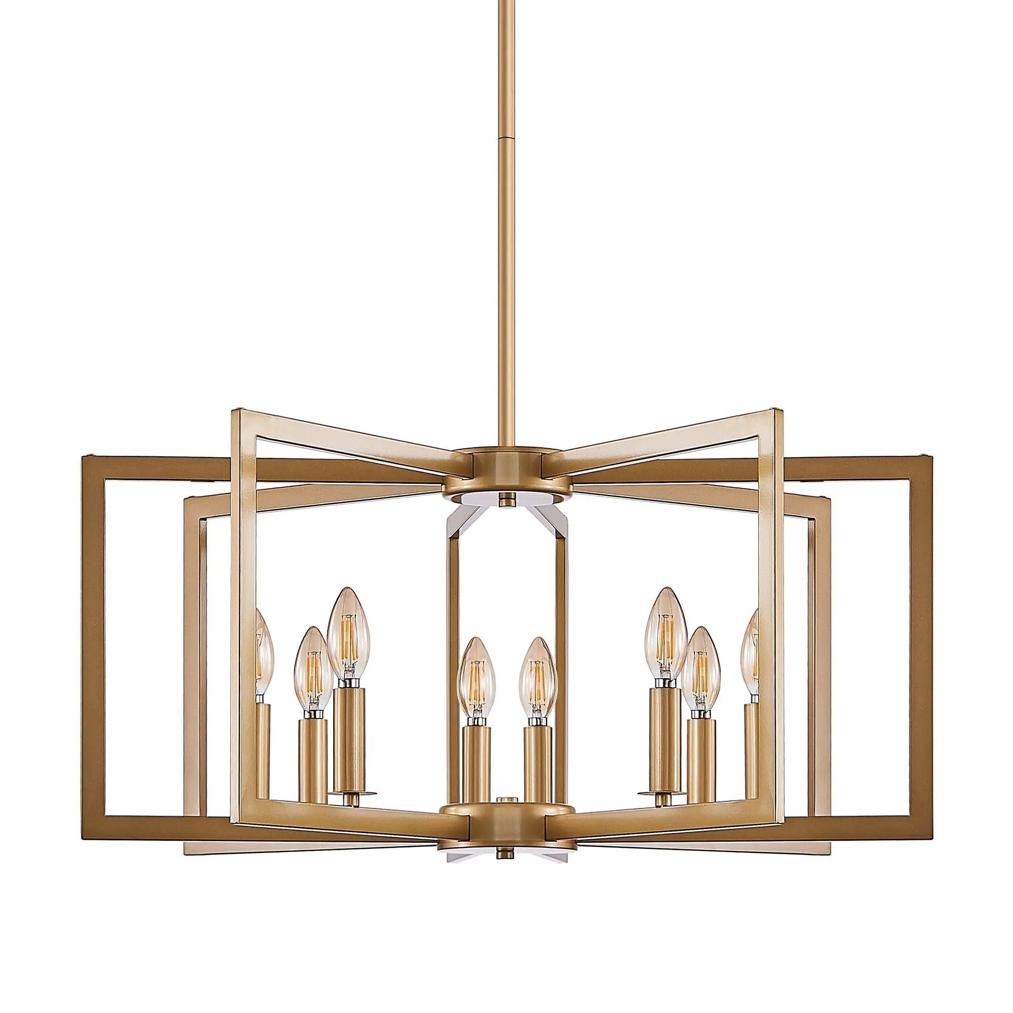 27' Modern Golden Geometric 8-Light Chandelier by HouseOfZazla
