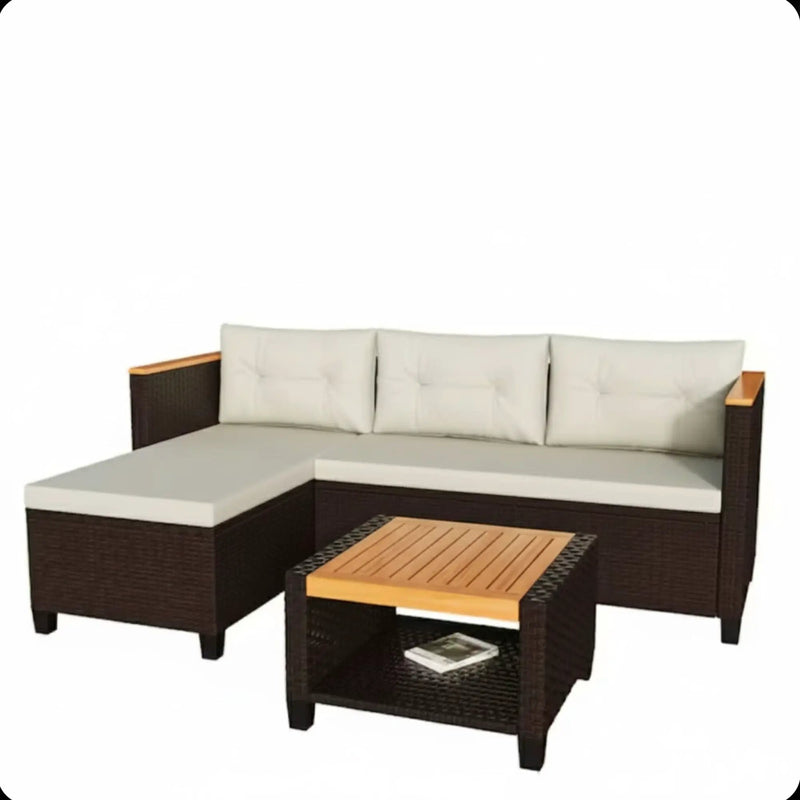 L-Shaped Patio Set With Cushions And Storage Table by HouseOfZazla