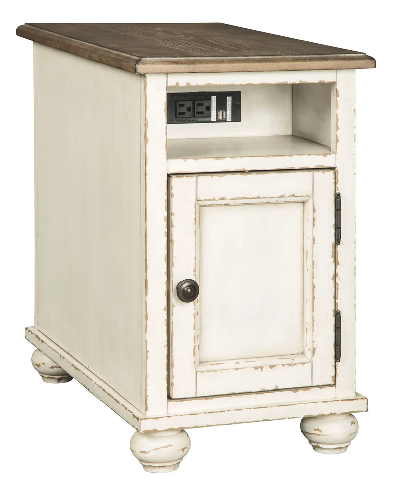 Realyn - Chair Side End Table - AC / USB - White / Brown by Unique Piece Furniture