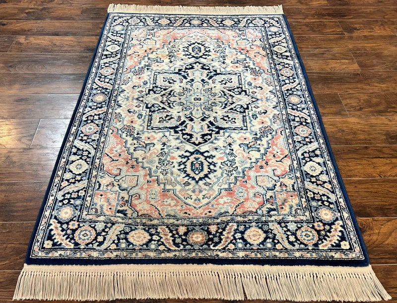 Karastan Blue Heriz Rug #748, Vintage Wool Karastan Carpet 4.3 x 6, Discontinued Original 700 Series Karastan Area Rug by Jewel Rugs