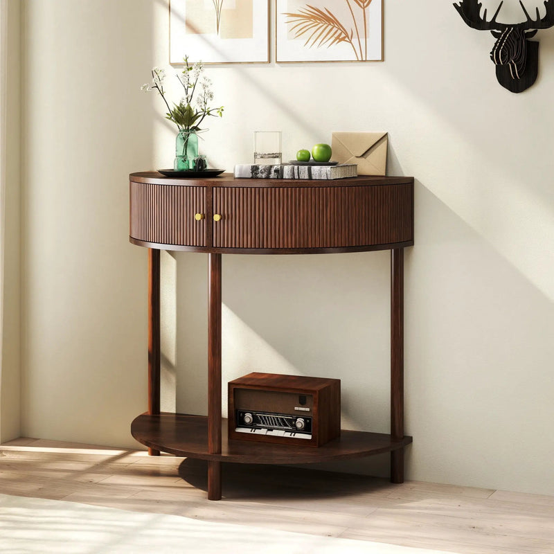 Demi Lune Console Table With 2 Storage Drawers by HouseOfZazla