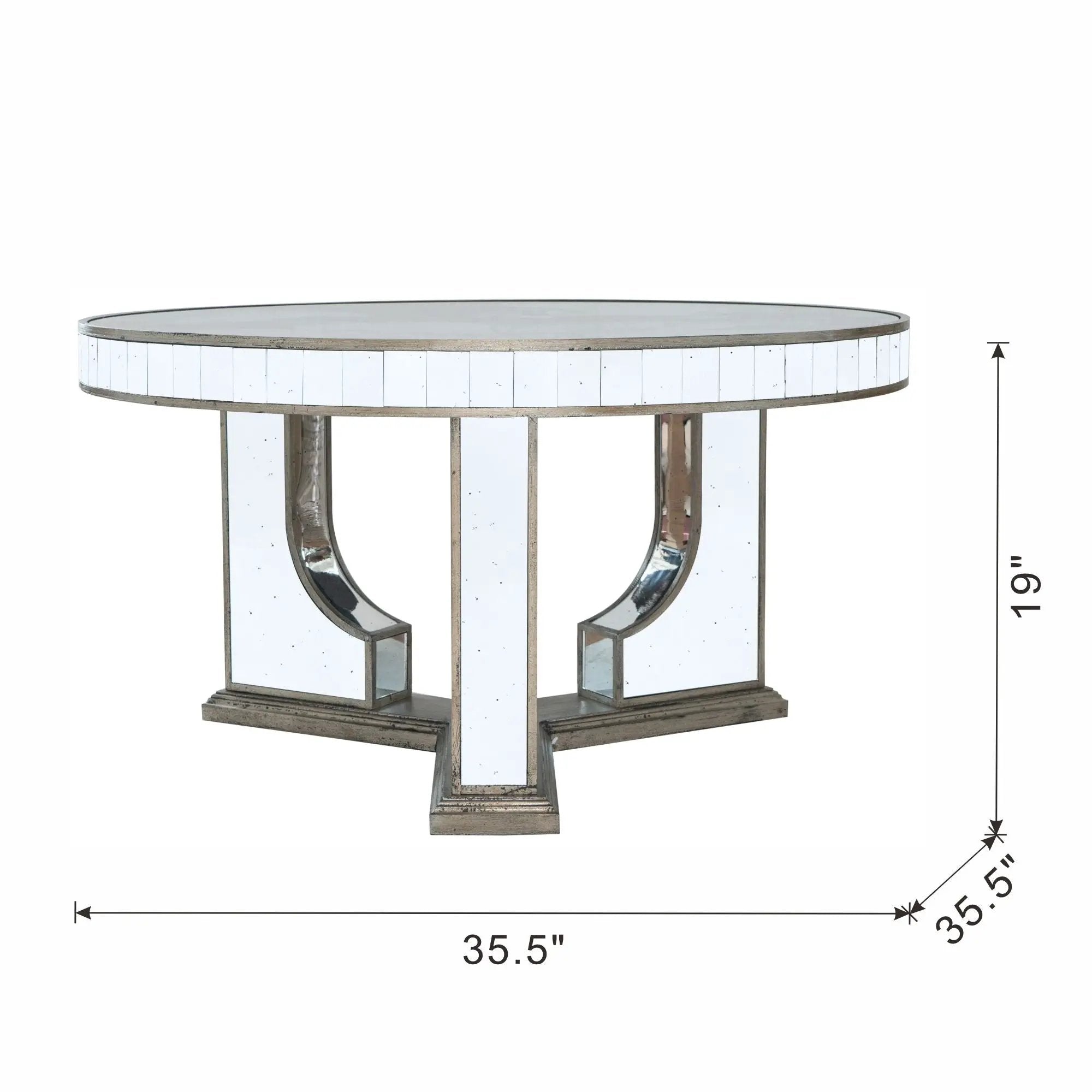 Round Table With Elegant Foral Design And Mirrored by Unique Piece Furniture