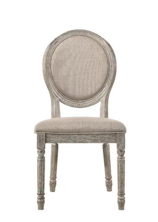 Faustine - Side Chair (Set of 2) - Tan Fabric & Salvaged Light Oak by Unique Piece Furniture