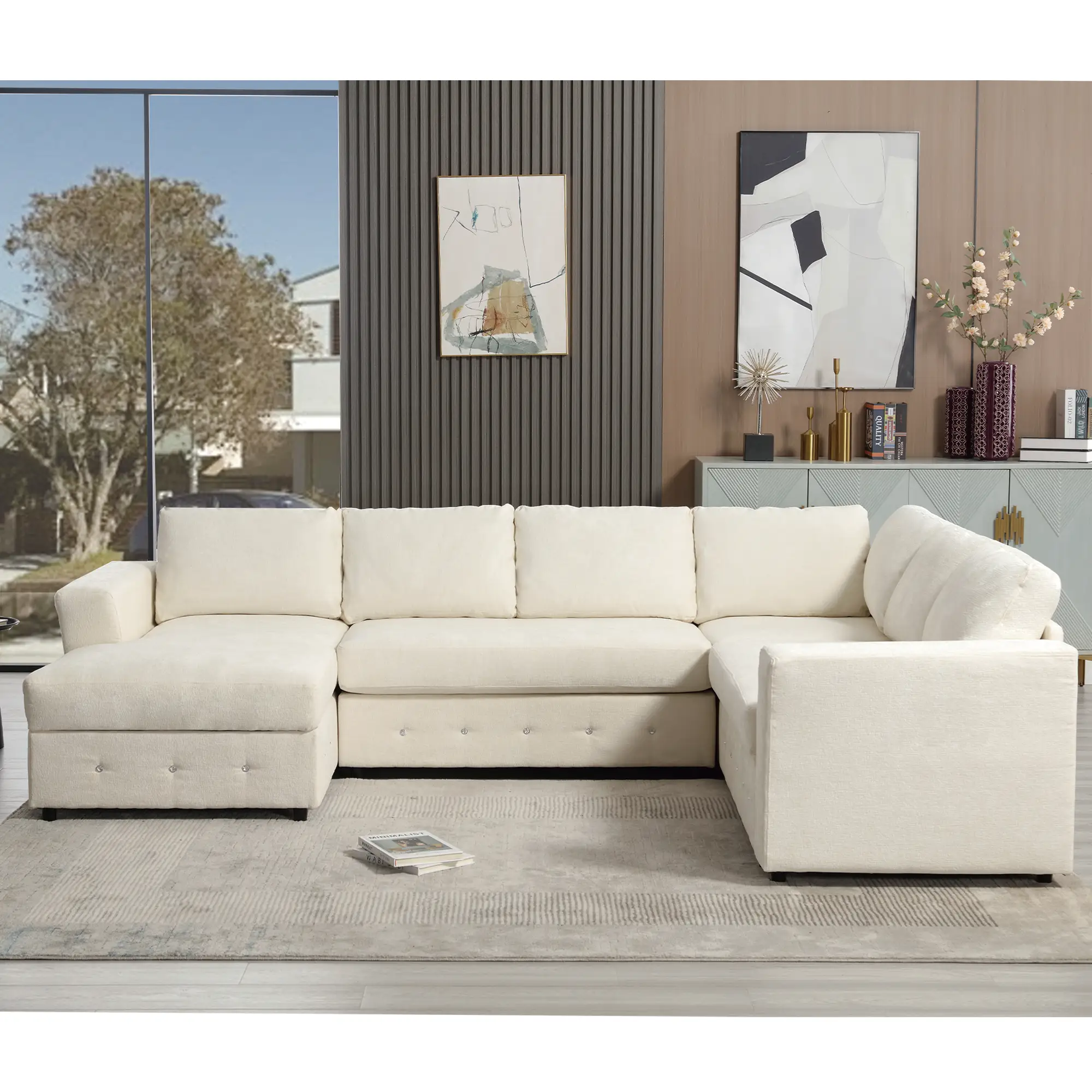 110.75" Sectional Sofa with Chaise Storage by HouseOfZazla