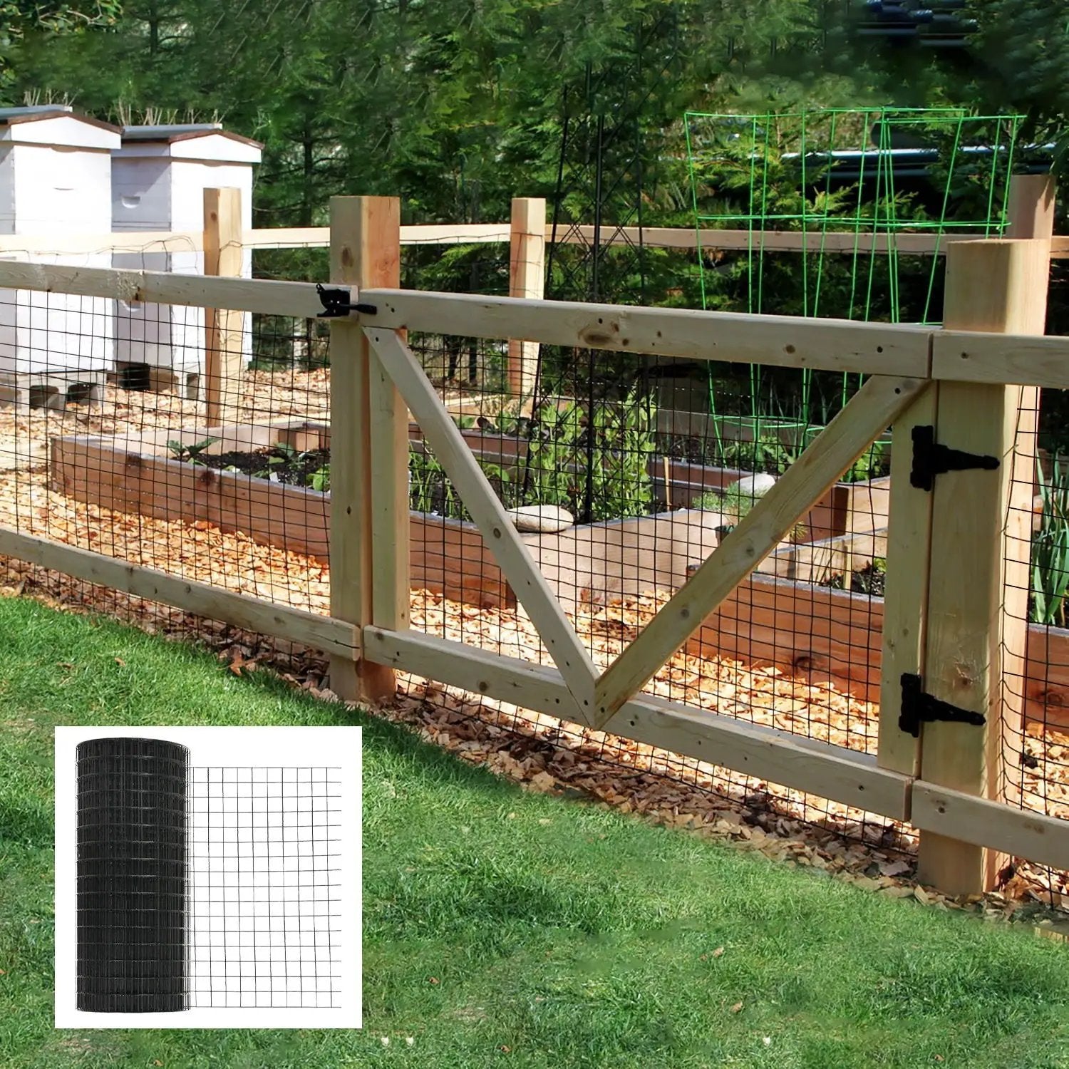Vinyl Coated Hardware Cloth 19 Gauge Welded Wire Fence For Poultry Netting And Chicken Coop - Black by HouseOfZazla