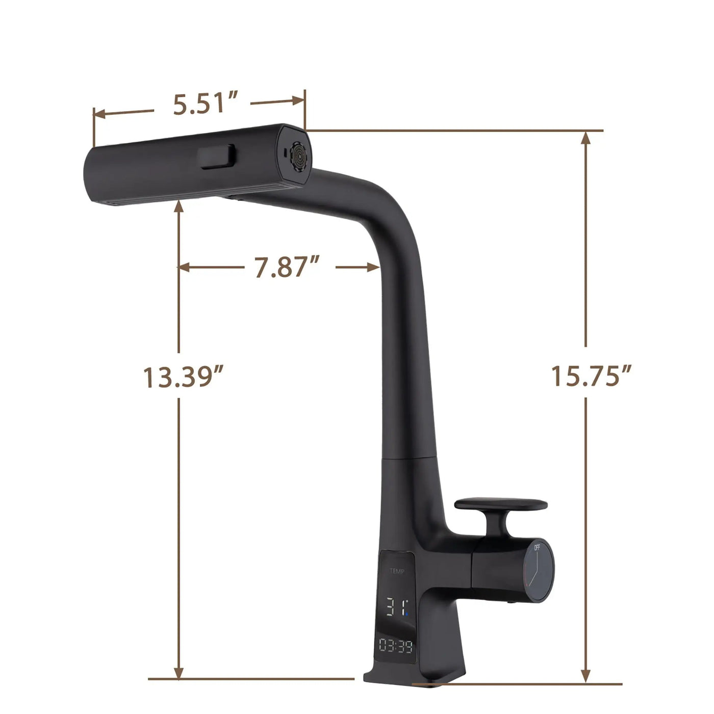 Waterfall Kitchen Faucet With Temperature Display And Pull Down Sprayer by HouseOfZazla