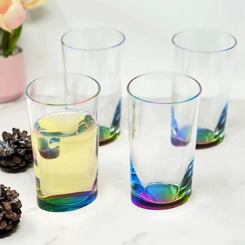 Leading Ware Oval Halo Acrylic Glasses Drinking, 15Oz (Set of 4) Hi Ball, Bpa Free - Clear by HouseOfZazla