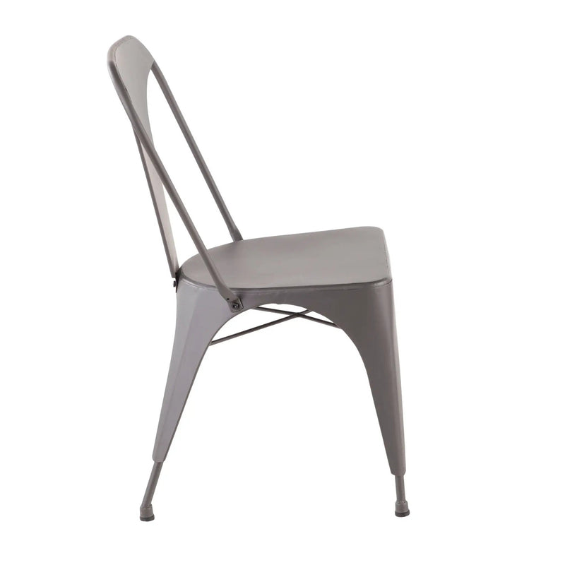 Austin - Industrial Dining Chair (Set of 2) - Matte Gray by HouseOfZazla