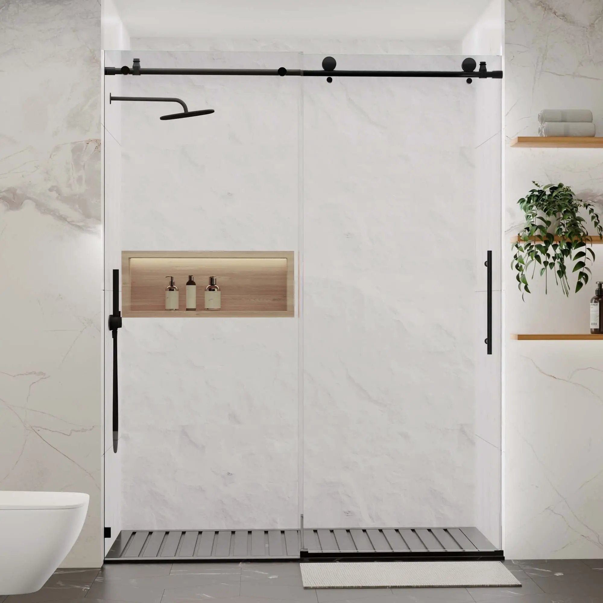 56-60"W x 76"H Frameless Sliding Shower Door with Premium Tempered Glass by HouseOfZazla