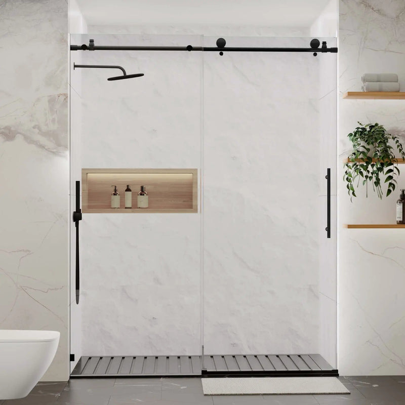 56-60"W x 76"H Frameless Sliding Shower Door with Premium Tempered Glass by HouseOfZazla