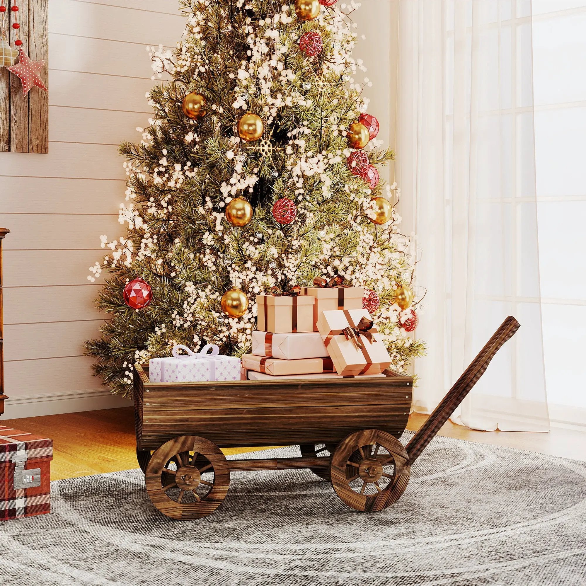 Outsunny Wooden Wagon Planter Box by HouseOfZazla