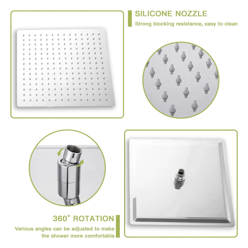 Modern Dual Shower Head System With 16" Ceiling Mount Finish, Stainless Steel And Brass by HouseOfZazla