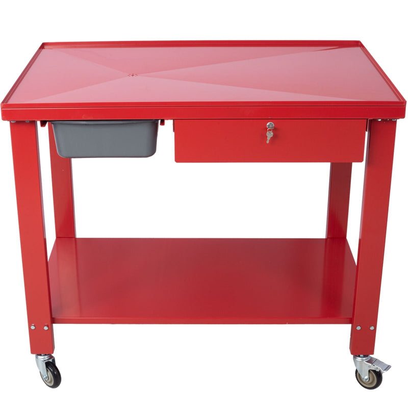 Transmission Teardown Work Station 1 / 2 Ton Capacity Sloping Drain Table Locking Drawer Removable Drain Basin Full-Width Lower Shelf Four 4" Caster Wheels by HouseOfZazla