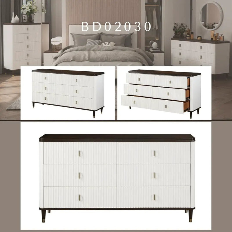 Carena Dresser with Jewelry Tray - White / Walnut by HouseOfZazla