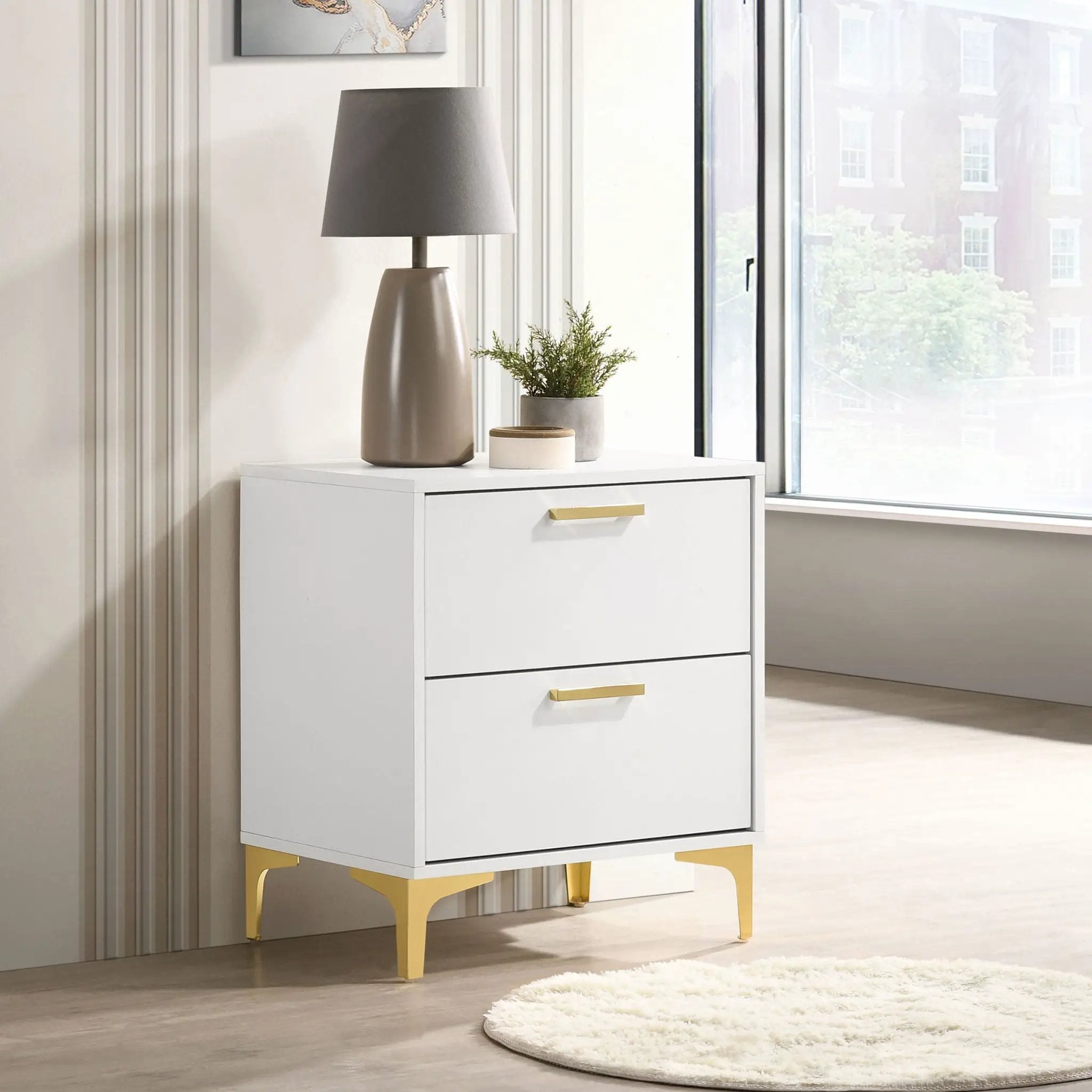 Karena - 2 Drawer Rectangular Nightstand - White by HouseOfZazla