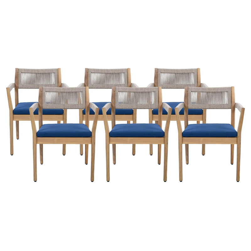 Braided Acacia Wood Outdoor Dining Chairs Set of 2 – Teak Look by HouseOfZazla