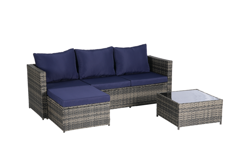 2 Pieces Patio Furniture Set, Outdoor Woven Sectional L-Shaped Patio Furniture by HouseOfZazla