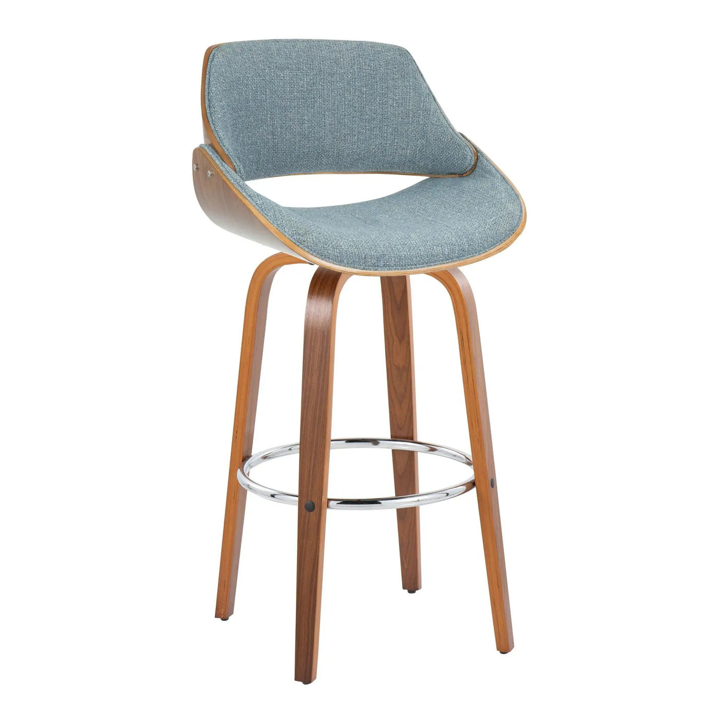 Fabrizzi - Mid Century Modern Fixed Height Barstool With Swivel With Round Footrest (Set of 2) by HouseOfZazla