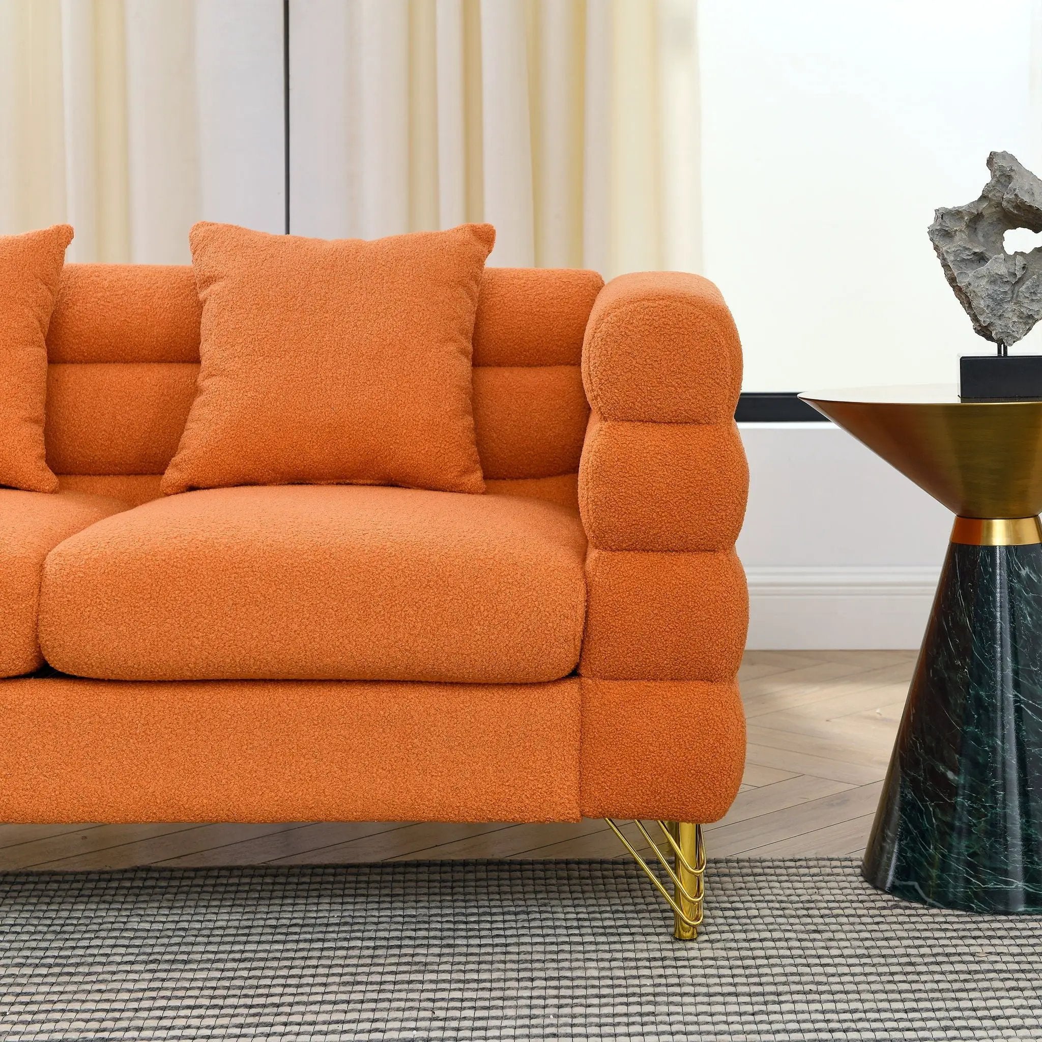 Oversized L - Shaped Corner Sofa, 5 Seater Sectional With 3 Cushions, Living Room Furniture - Orange by HouseOfZazla