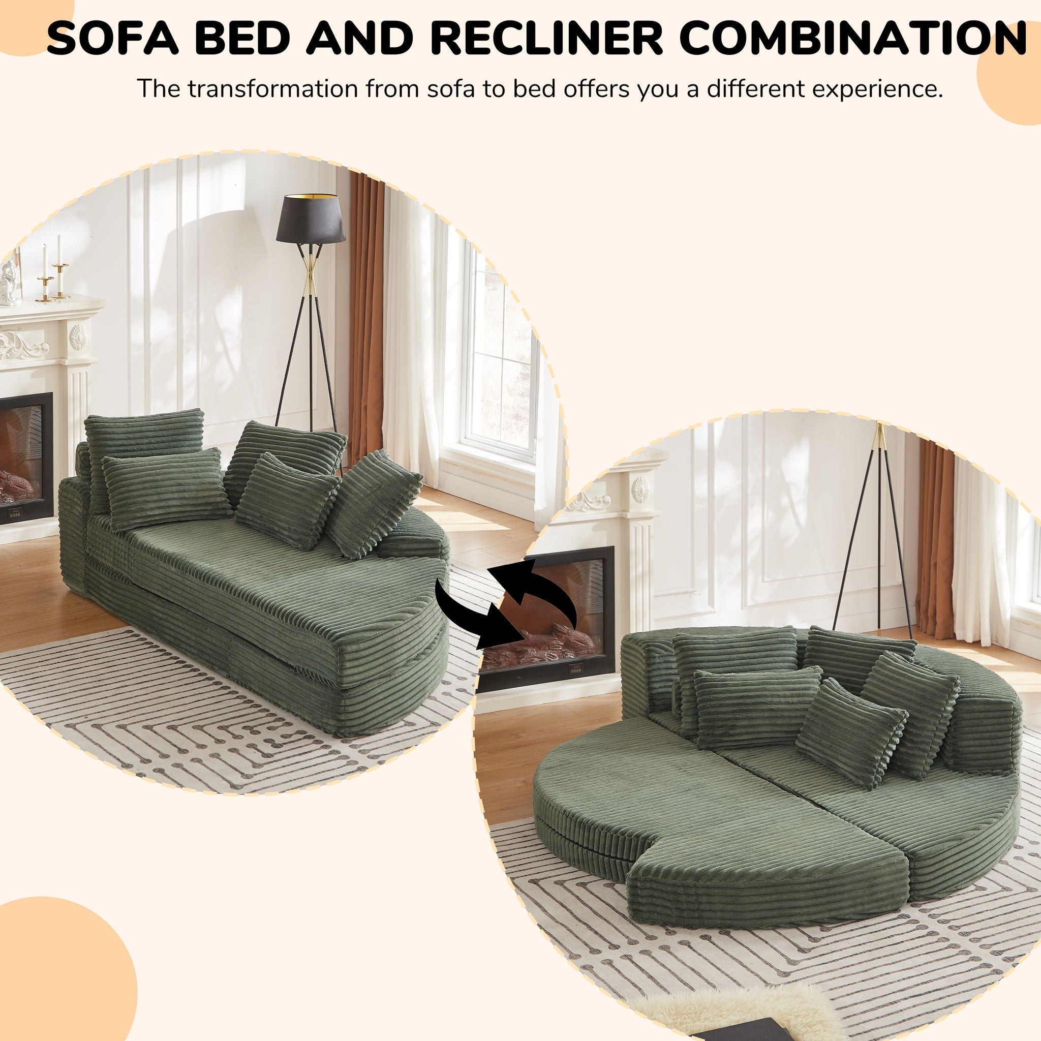 Semi Circular 2 In 1 Sofa Bed With Neck Pillow by HouseOfZazla
