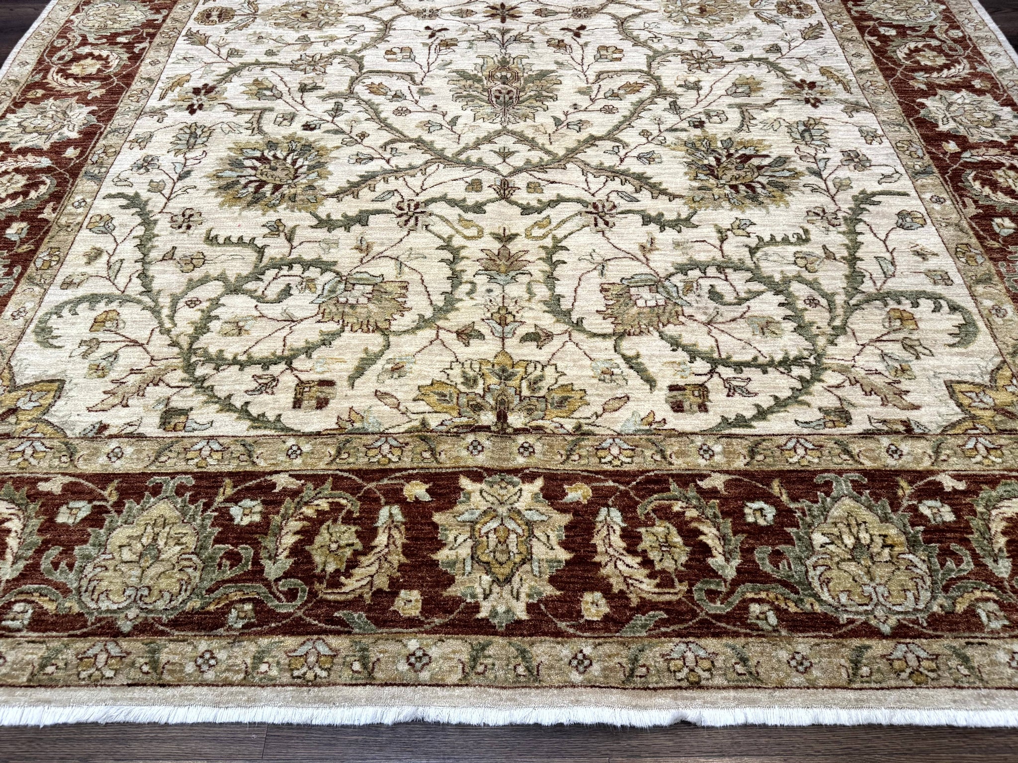 Pakistani Rug 9x12, Floral Allover Peshawar Carpet, Chobi, Beige and Rust Red, Traditional by Jewel Rugs