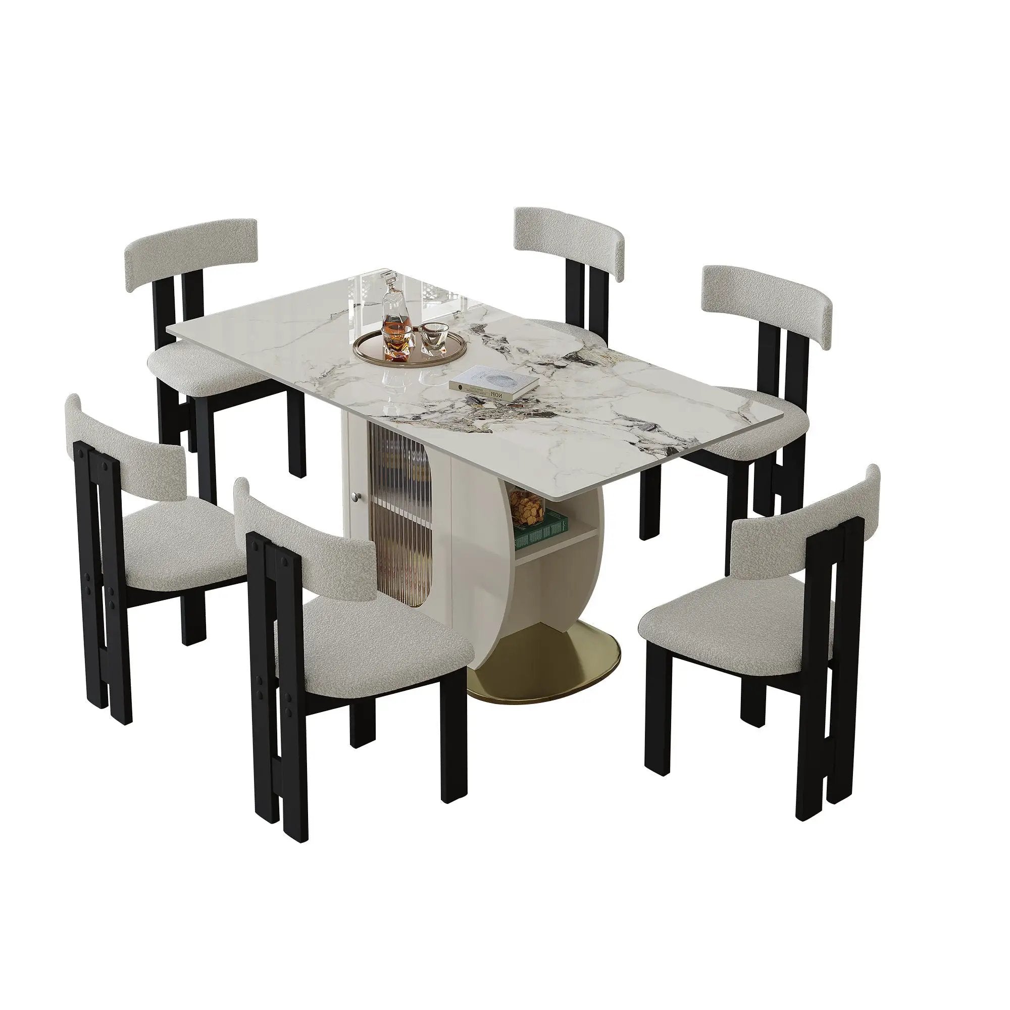 Modern Dining Table Set With Storage, Includes Chairs by HouseOfZazla
