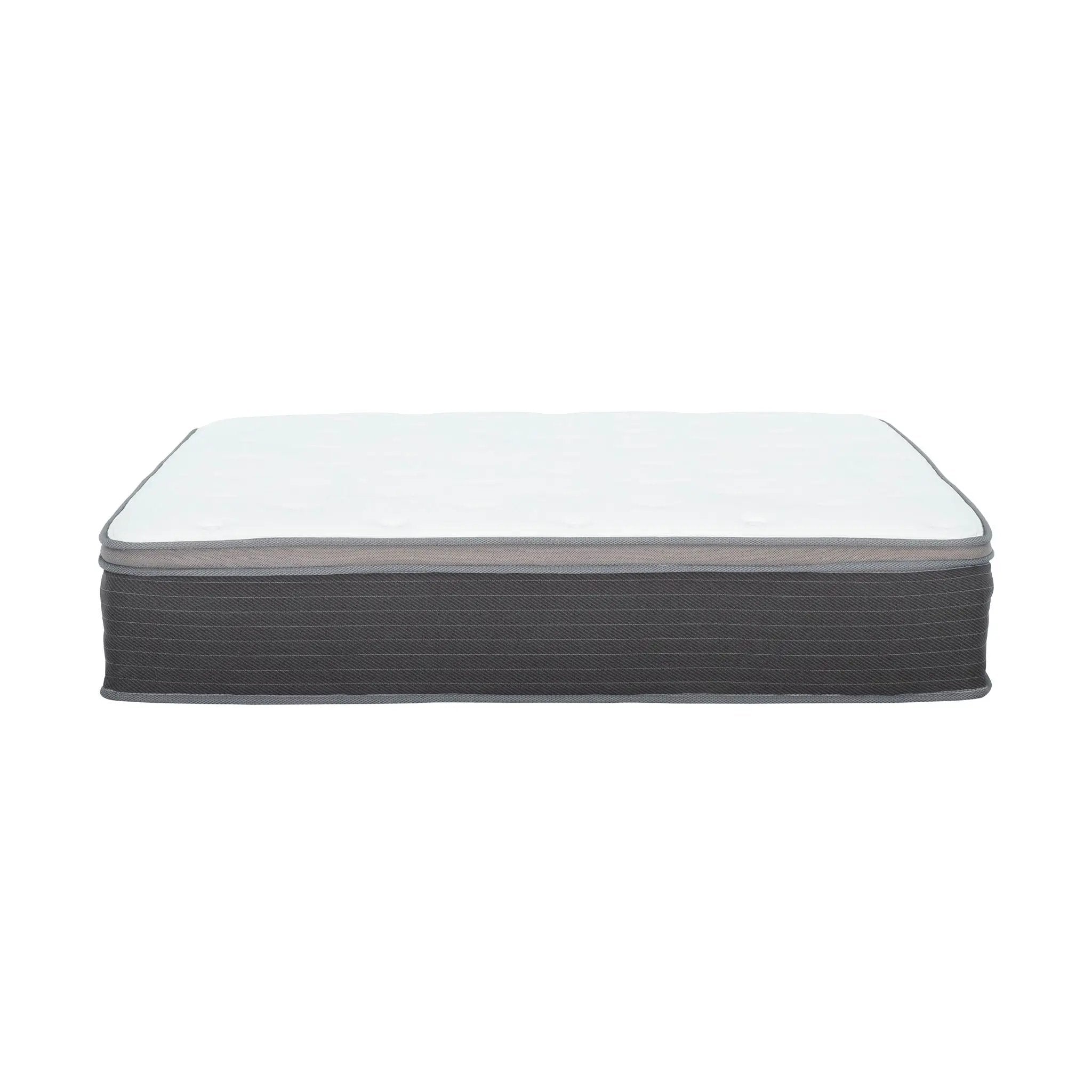 12'' Hybrid Mattress In A Box, Plush Gel Memory Foam Mattress Top With Pocket Coil Base - Gray / White - Queen by Unique Piece Furniture