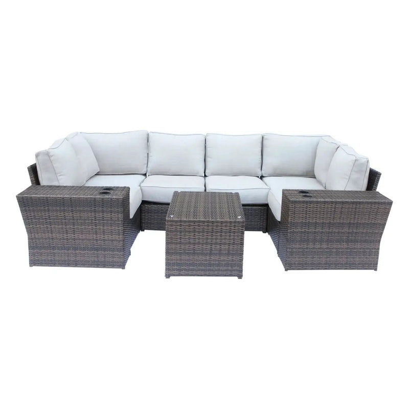 Outdoor Wicker Sectional With Weather Resistant Cushions And Table by HouseOfZazla