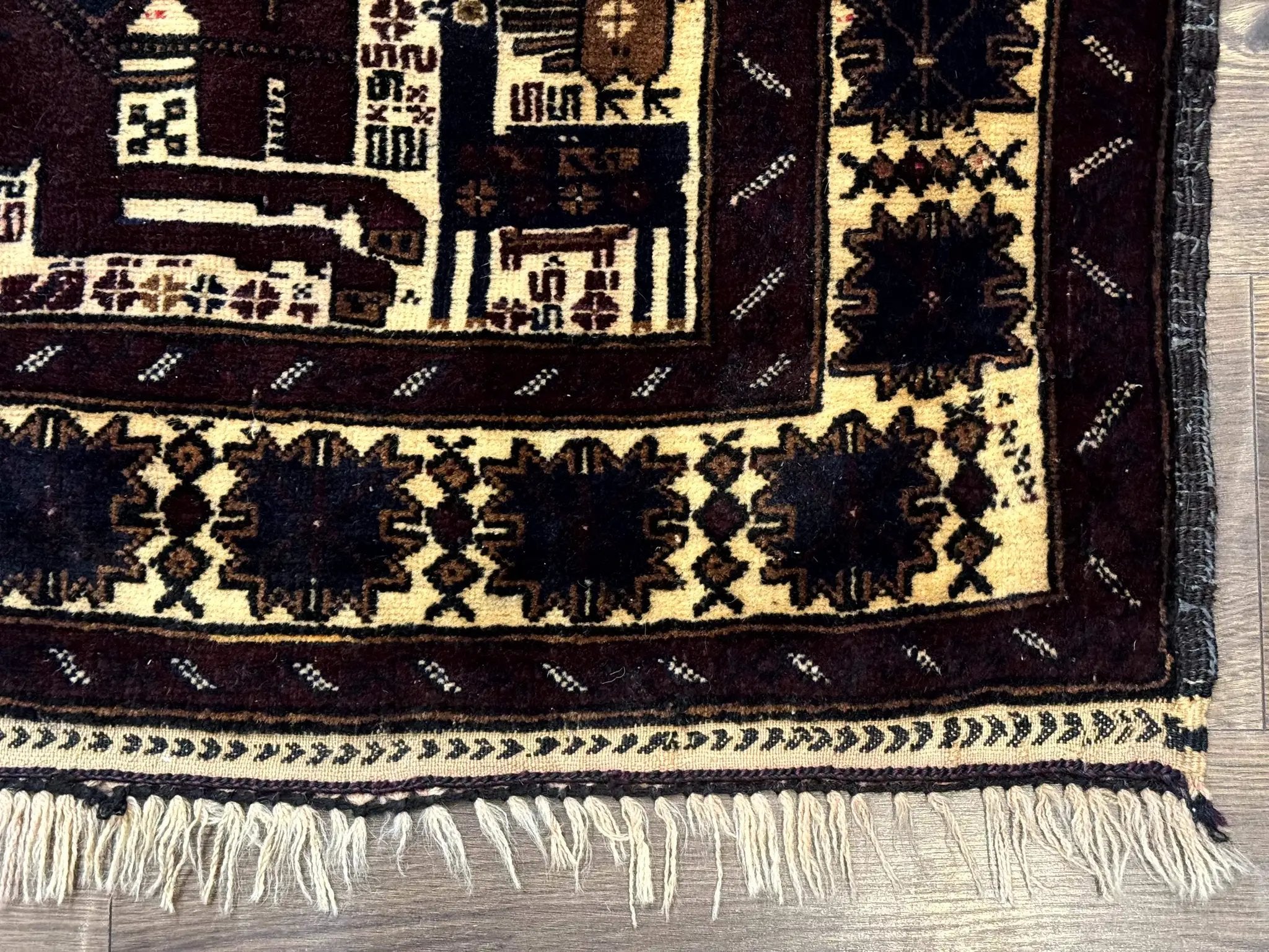 Persian Baluch Tribal Rug 4x6, Human and Bird Pictorials, Vintage, Wool, Collectible by Jewel Rugs