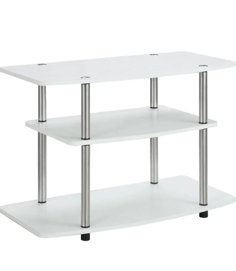 Open Box Convenience Concepts Designs2Go No Tools 3-Tier Stand Entertainment Center 37 Inches, Modern TV Console with Shelves for Living Room, 31.5", White by Selzalot