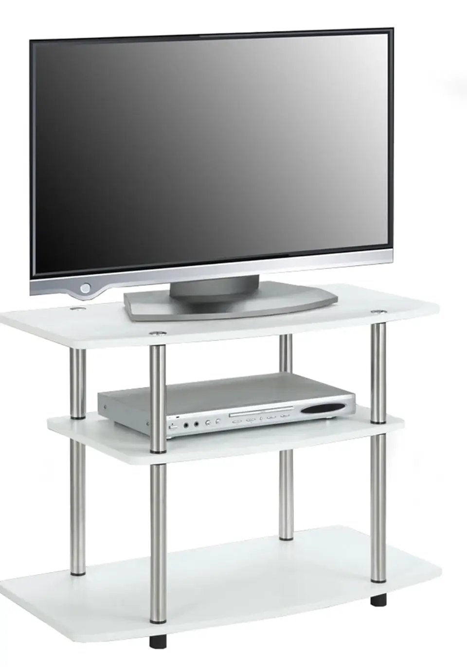 Open Box Convenience Concepts Designs2Go No Tools 3-Tier Stand Entertainment Center 37 Inches, Modern TV Console with Shelves for Living Room, 31.5", White by Selzalot