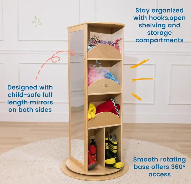 Slightly Used ECR4Kids Rotating Dress-Up Carousel, Costume Organizer, Natural by Selzalot