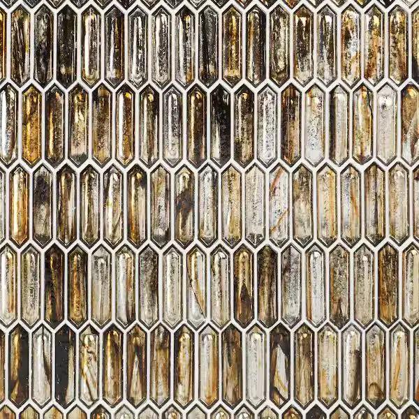 New Sealed Ivy Hill Tile Fargin Golden Crust Elongated Hexagon 12 in. x 10 in. x 7mm Polished Glass Mosaic Tile (0.82 sq. ft.) by Selzalot