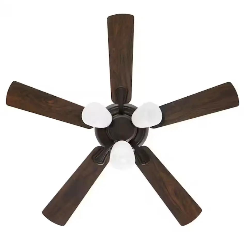 Open Box Hampton Bay Riley 44 in. Indoor LED Bronze Dry Rated Downrod Ceiling Fan with 5 Reversible Blades, Light Kit and Remote Control by Selzalot