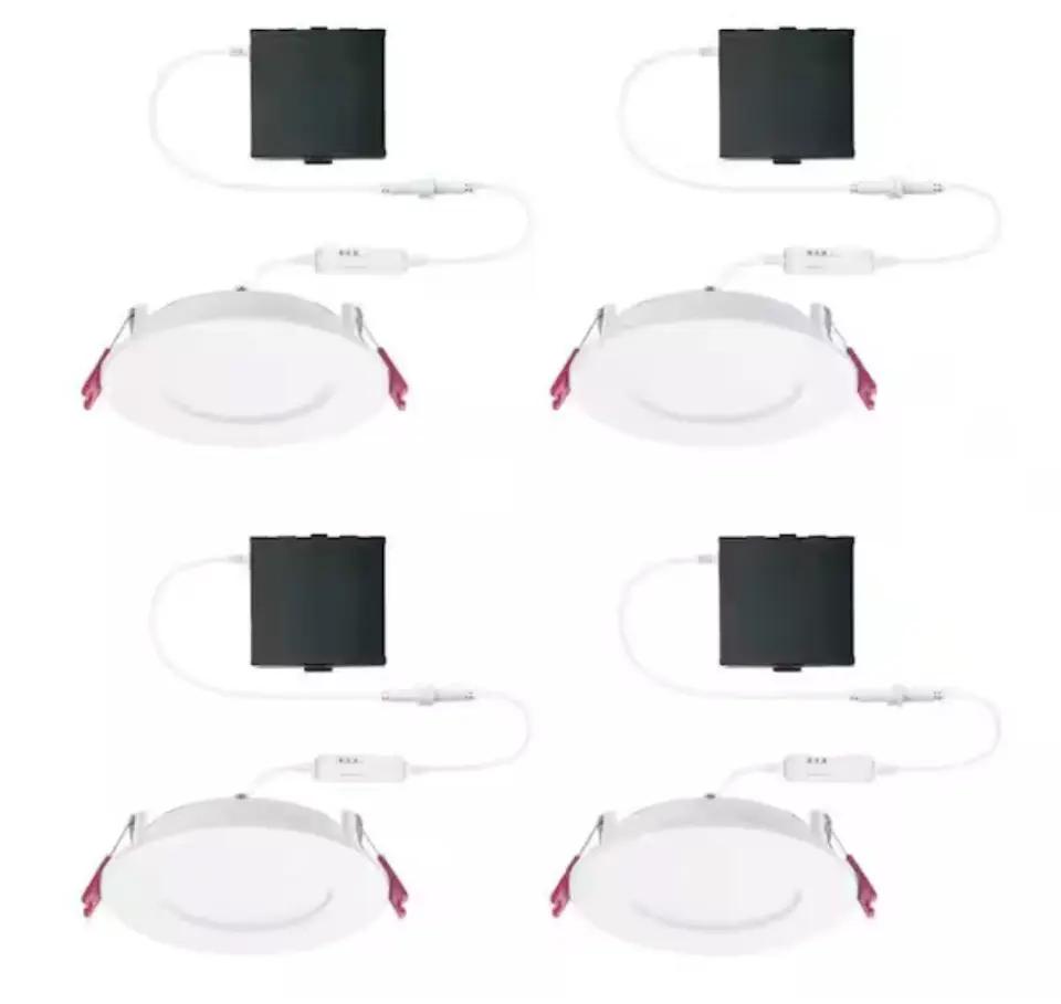 Commercial Electric Pro Value Series LED 4 in Round Adj Color Temp Canless Recessed Light for Kitchen Bath Living rooms, Wht 4-Pk by Selzalot