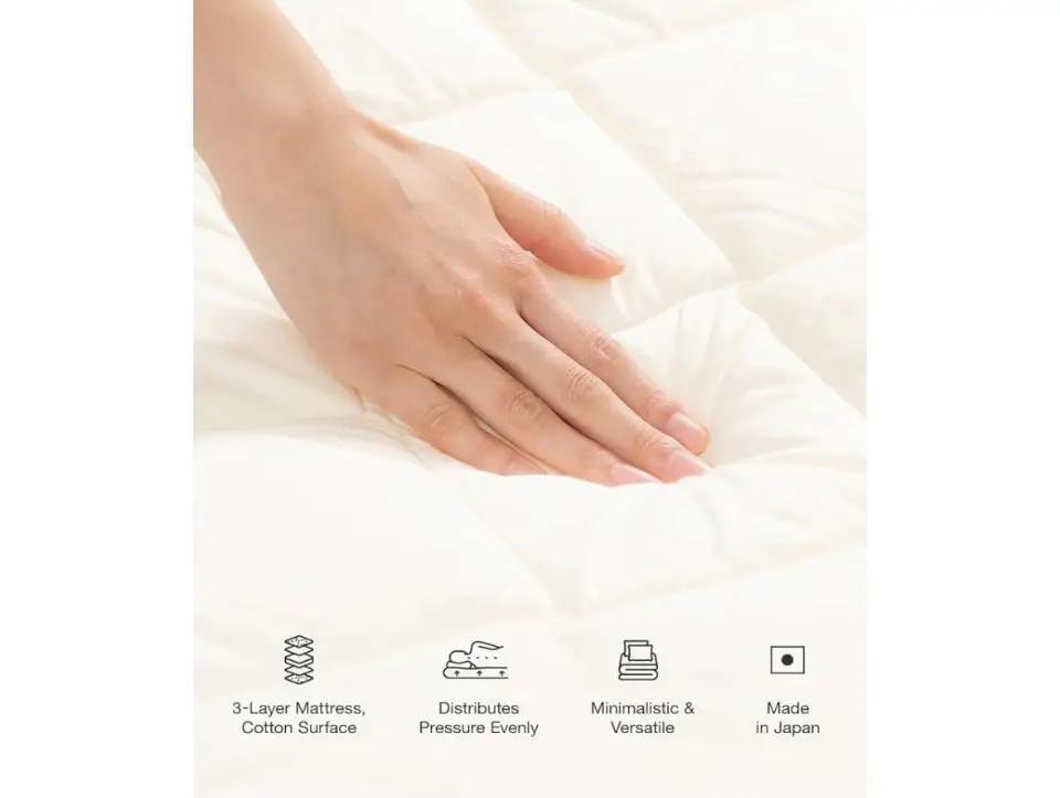 FULI Japanese Futon Mattress, Japanese Floor Mattress, Floor Bed, Tatami Foldable Bed, Roll Up Sleeping Pad, Shikibuton, Made in Japan (White, Twin) by Selzalot